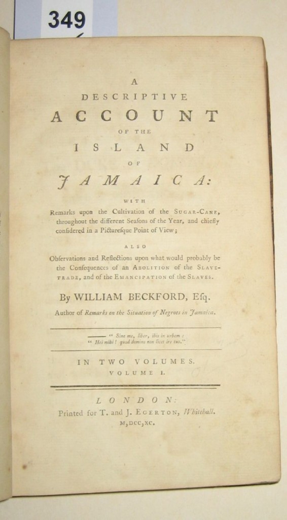 (JAMAICA.) Beckford, William. A Descriptive Account of the Island of Jamaica, with . . . the Consequences of an Abolition